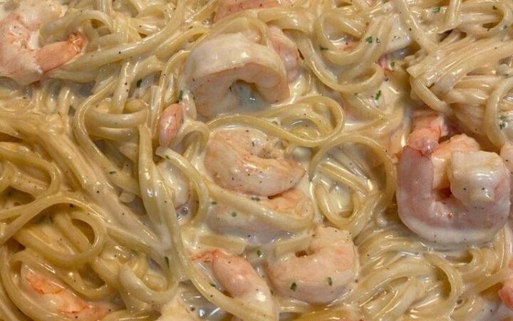 creamy garlic shrimp pasta