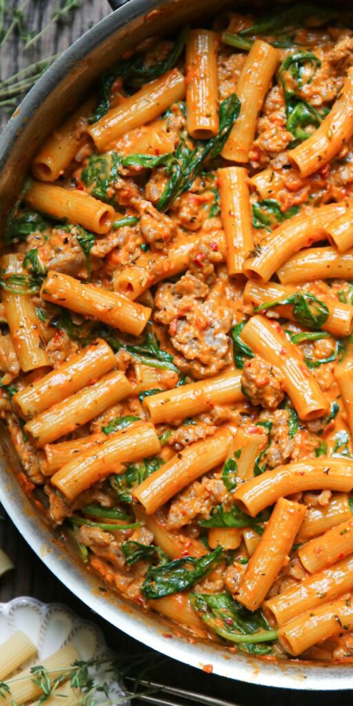 sausage spinach tomato pasta