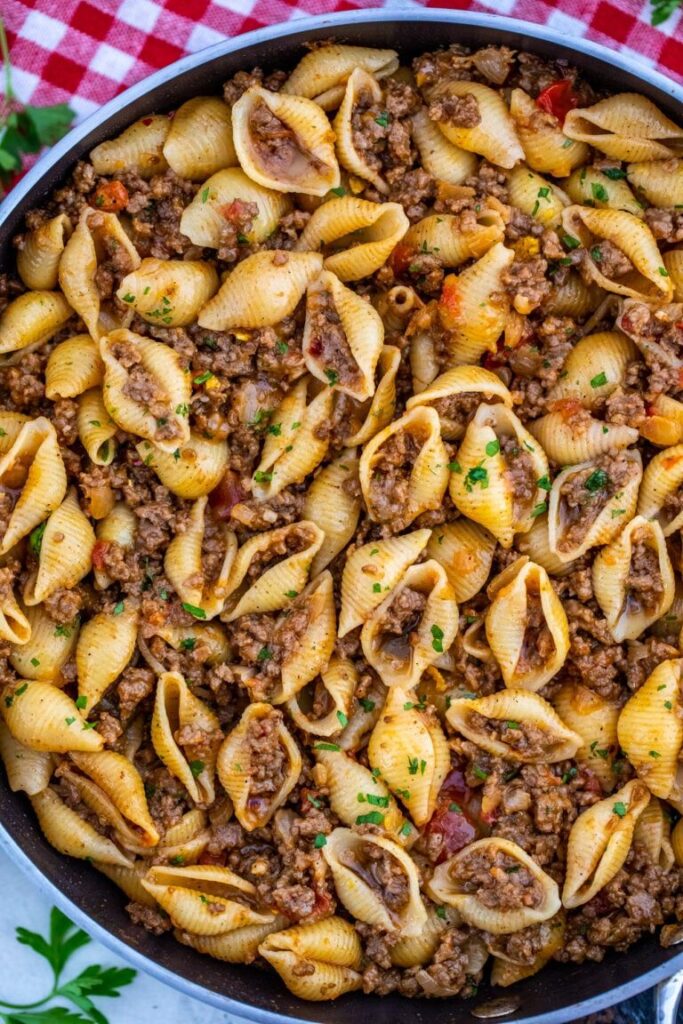 stir fried noodles with ground beef