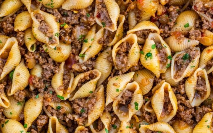 stir fried noodles with ground beef