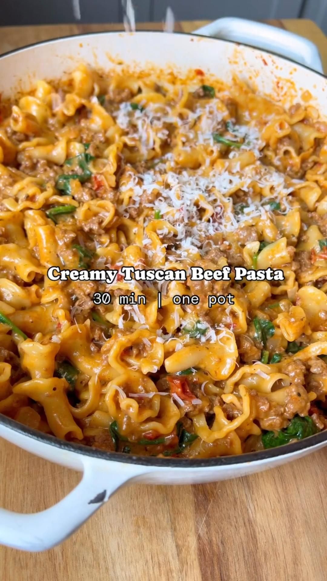 Tuscan Ground Beef Pasta