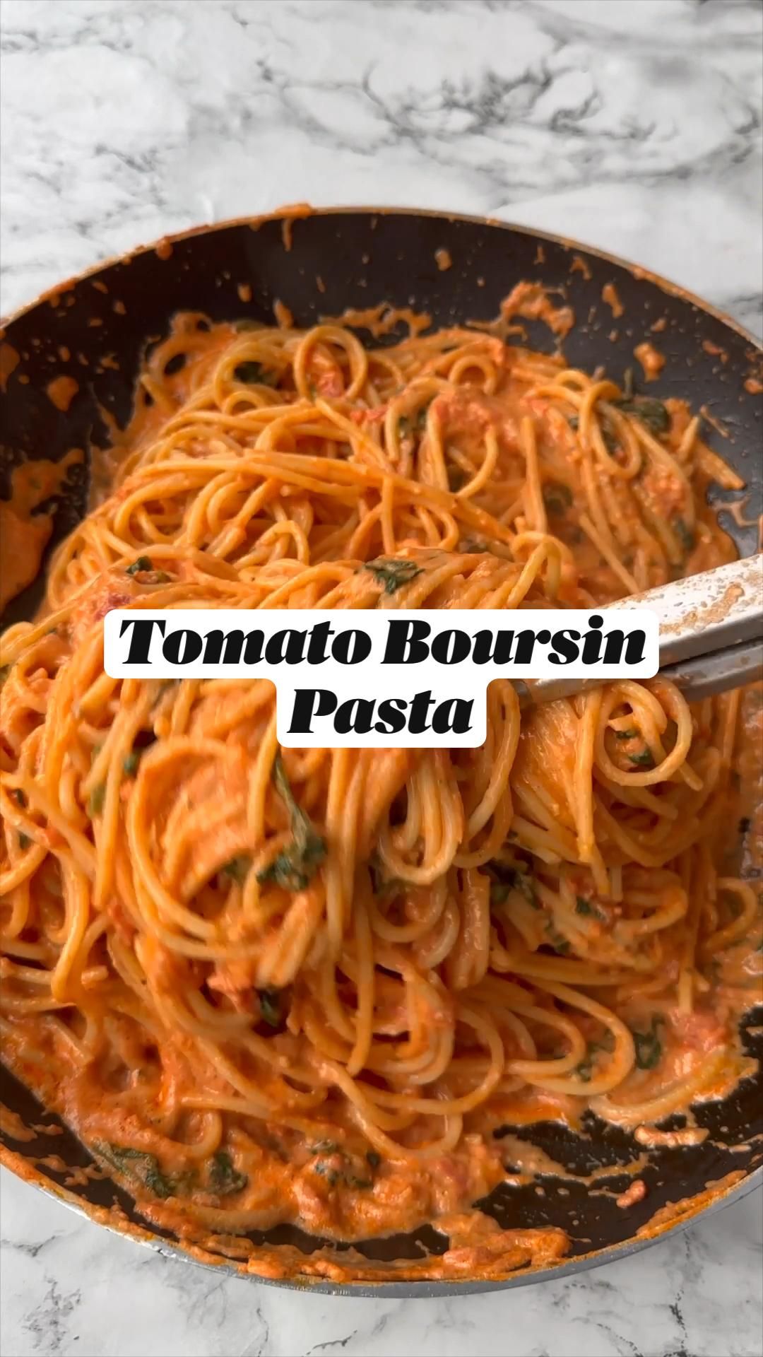 Creamy Boursin Pasta with Spinach and Cherry Tomatoes
