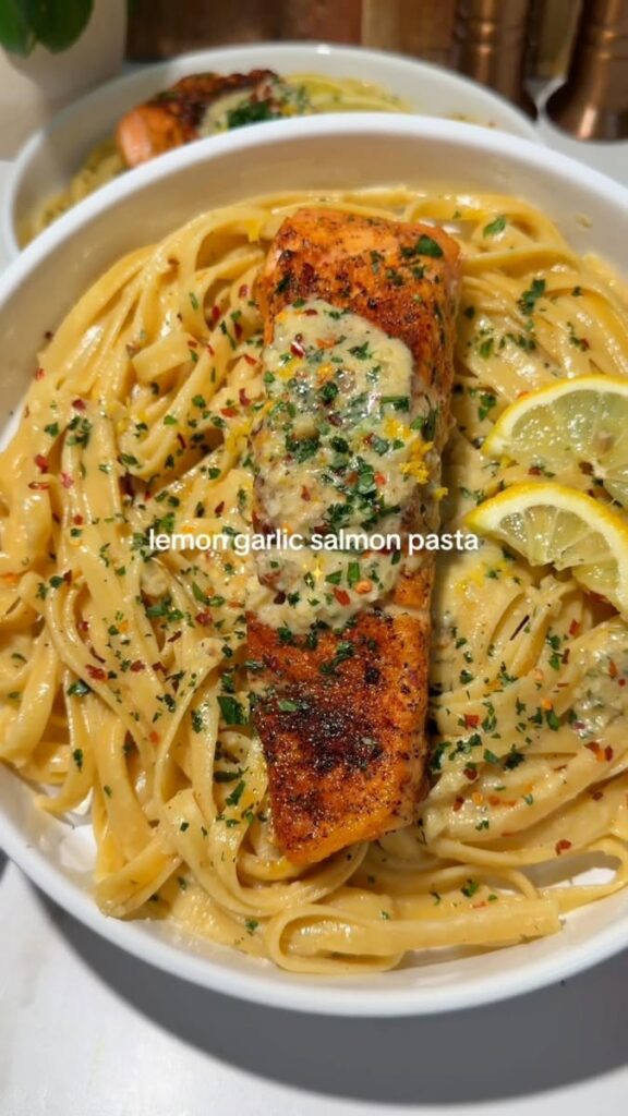 creamy garlic butter fish pasta